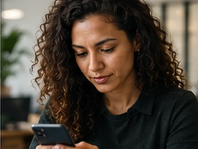 Trabalhadora com carteira assinada consultando o Empréstimo CLT no celular no ambiente de trabalho